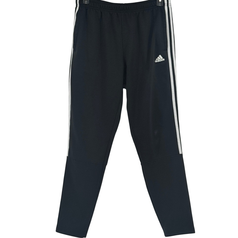 Adidas Mens 3-Stripe Track Pants Black‎ White Joggers Size Large Tapered Leg